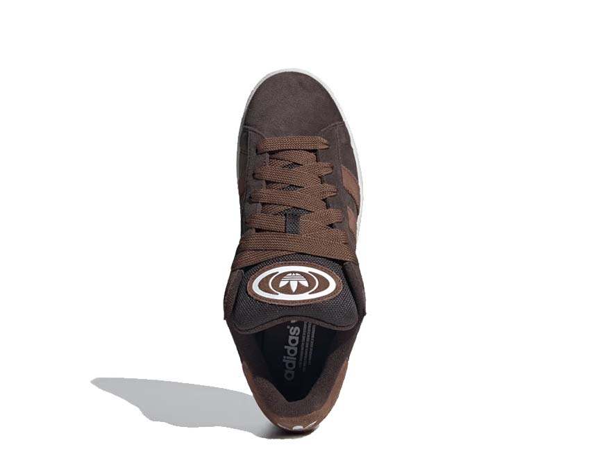Adidas Campus 00s Dark Brown — Rückansicht Ferse und gesticktes Logo