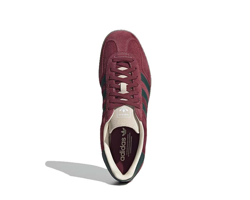 Adidas Gazelle Indoor Red Shadow detail — red suede panel and green patch