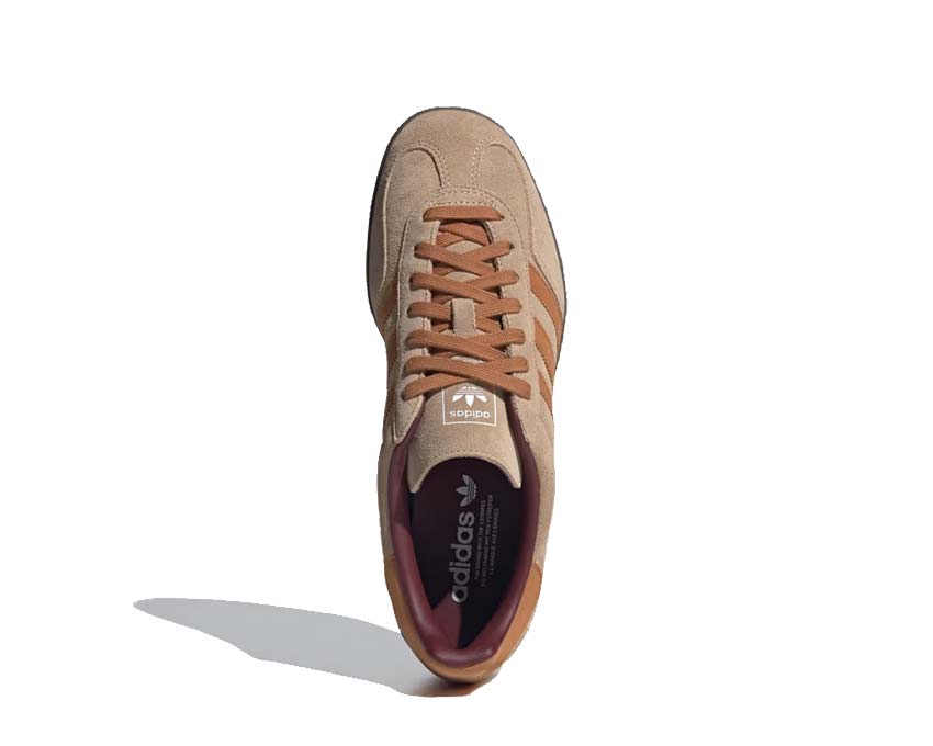 Adidas Gazelle Indoor Sandstone — rear view iconic heel