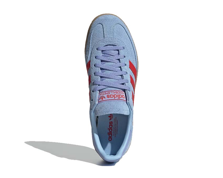 Adidas Handball Spezial Glow Blue — top view contrasting laces