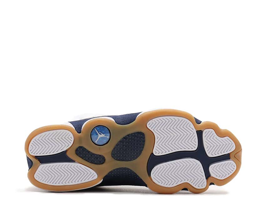 Jordan Air Jordan 13 Retro Midnight Navy detail — midnight navy leather upper hologram