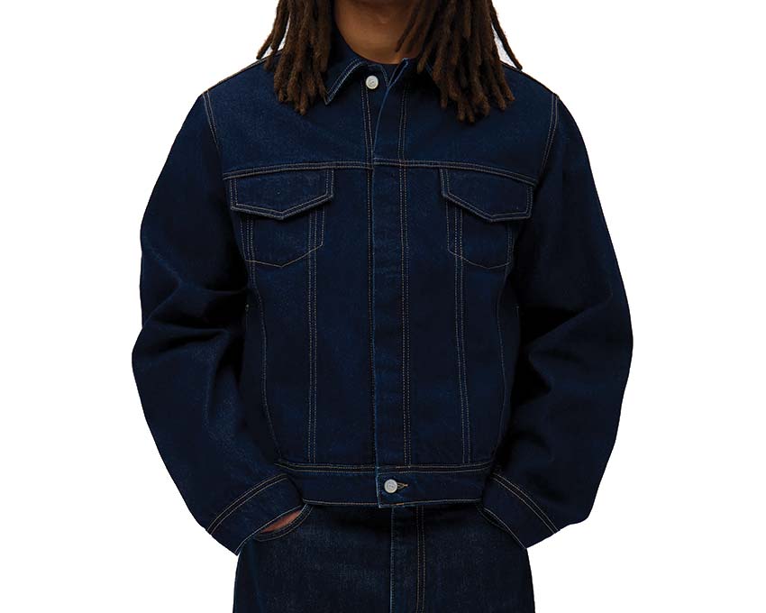 Arte Bird Back Jacket Dark Wash dettaglio — motivo uccello ricamato retro