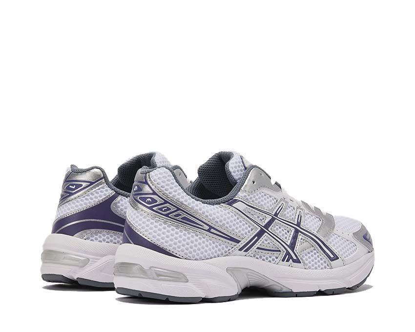 Asics Gel 1130 White/Dusty Purple détail — mesh et suède purple vintage
