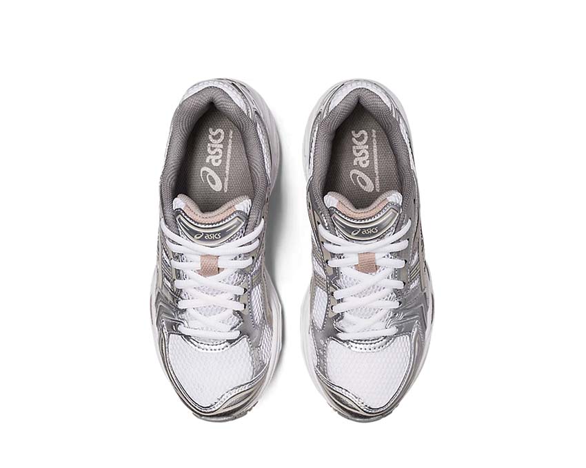 Asics Gel Kayano 14 White/Moonrock arrière — amorti Gel talon