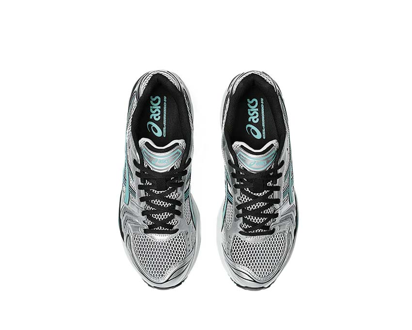 Asics Gel Kayano 14 Waterfall White/Waterfall Rückansicht — Gel-Fersendämpfung