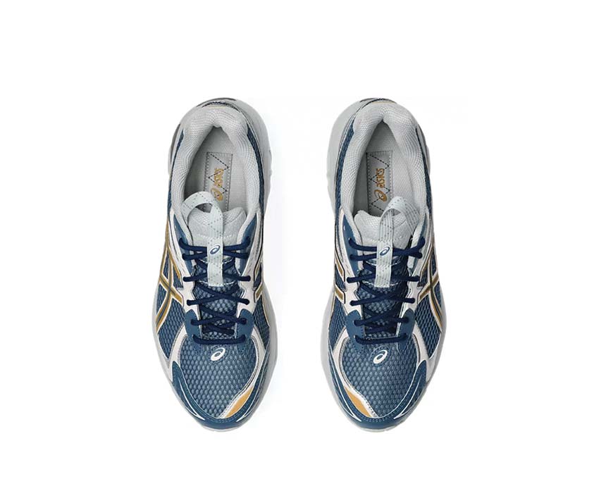 Asics UB8-S GT-2160 Kiko Kostadinov Azure/Pure Gold Rückansicht — Gel Kollaboration Dämpfung