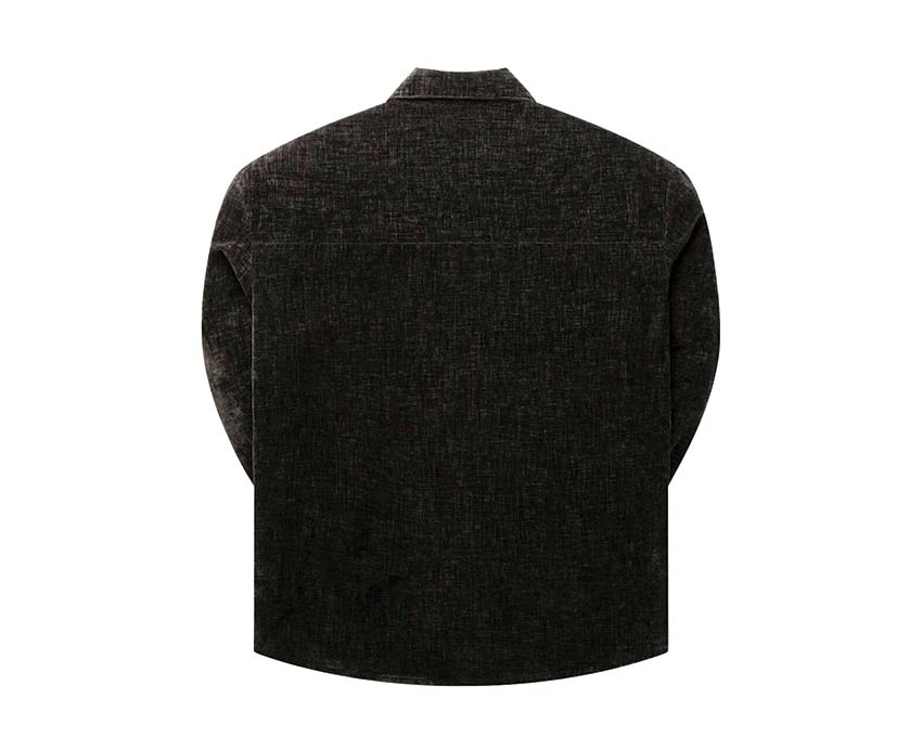 Daily Paper Hakim Velvet Shirt Black Seitenansicht — strukturierter schwarzer Samt