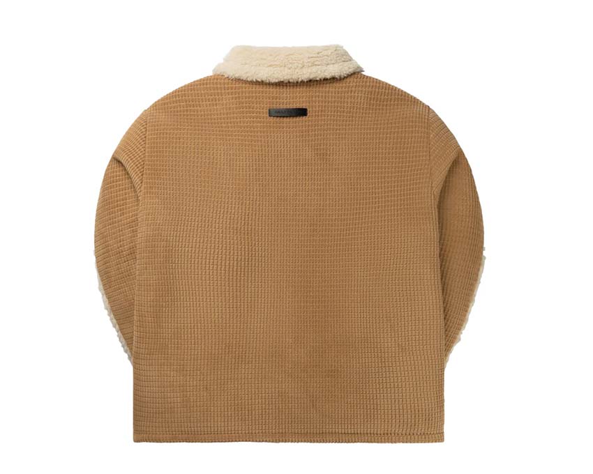 Daily Paper Oluwa Fur Jacket Camel detalle — cuello pelo logo
