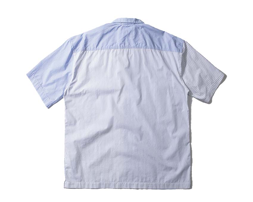Edmmond Studios Happy Hour Shirt Light Blue dettaglio — collo e logo ricamato