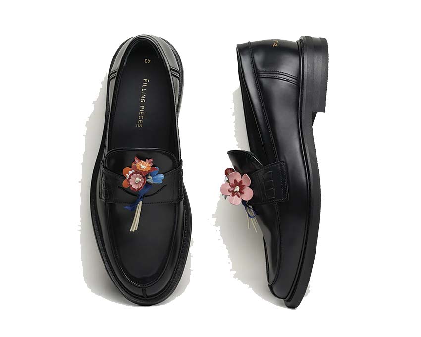 Filling Pieces Loafer Bouquet Black detalle — acabados artesanales