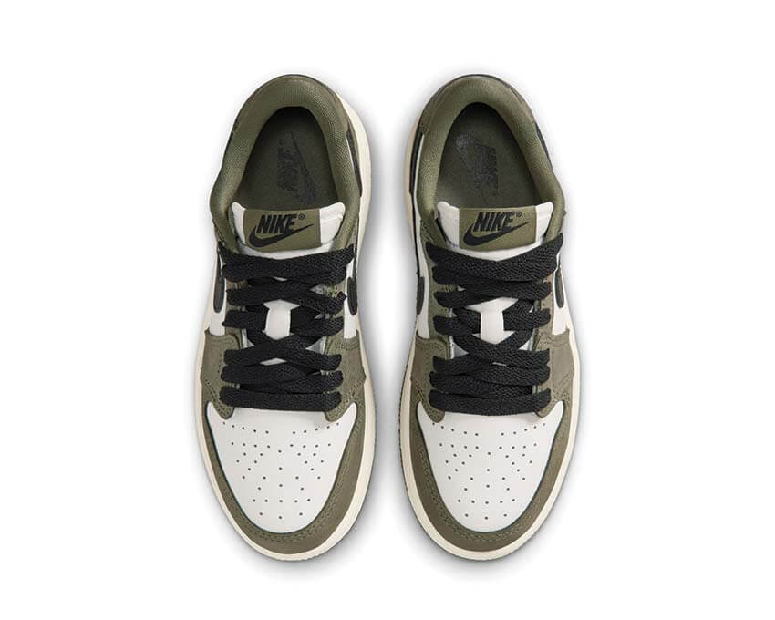 Jordan 1 Retro Low OG PS Medium Olive — vue avant sneakers Jordan preschool