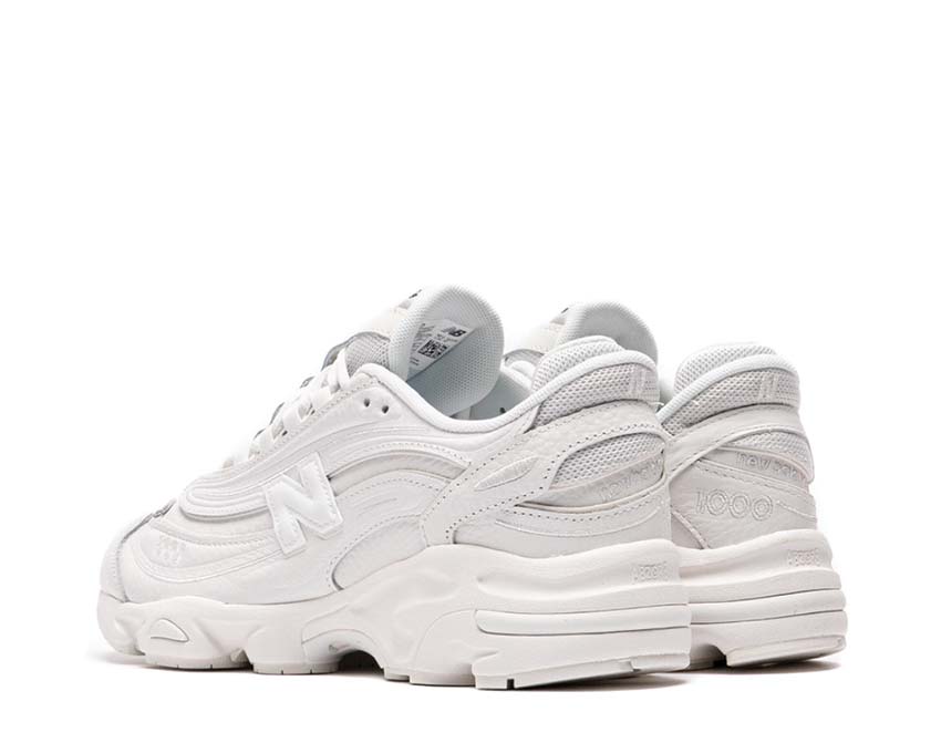 New Balance 1000 Sea Salt detail — mesh and premium suede upper