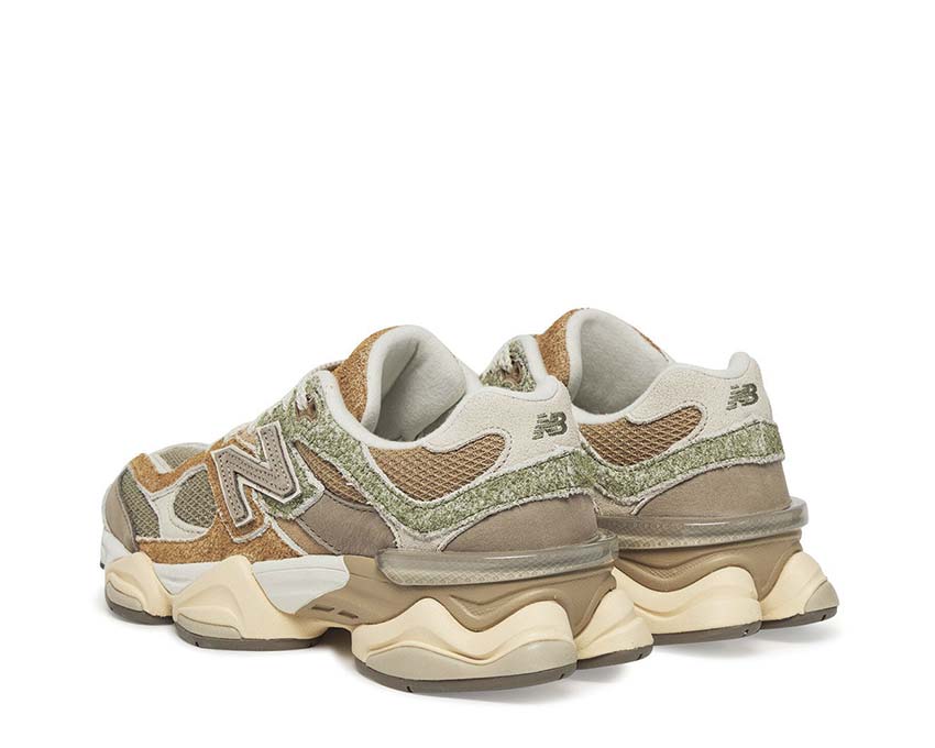 New Balance 9060 Olivine/Great Plains/Arid Stone suola — suola SBS con pod outdoor in gomma