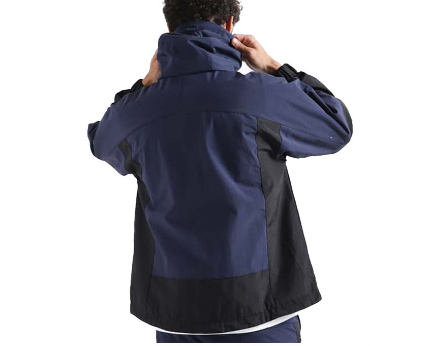 Arte Jeremey Jacket Navy side view — pocket and seam detail
