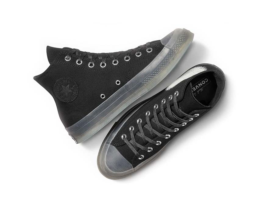 Converse X Turnstile Chuck 70 Hi Black/Grey-White detalle — serigrafía Turnstile caña