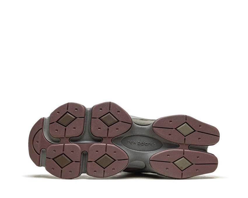 detail — New Balance 9060 suede mesh brown earth panels