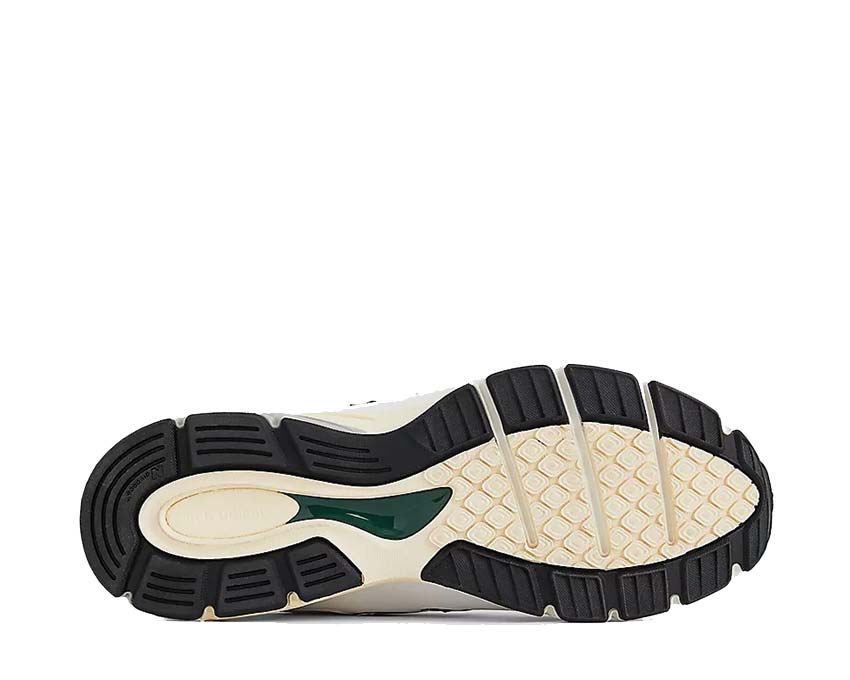New Balance 990v4 Calcium Forest Green — rear view green and cream heel counter USA