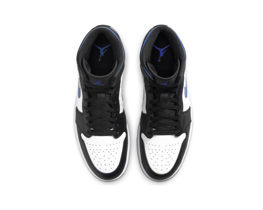 Jordan Air Jordan 1 Mid White Racer Blue Detail — weißer blauer Leder Schaft