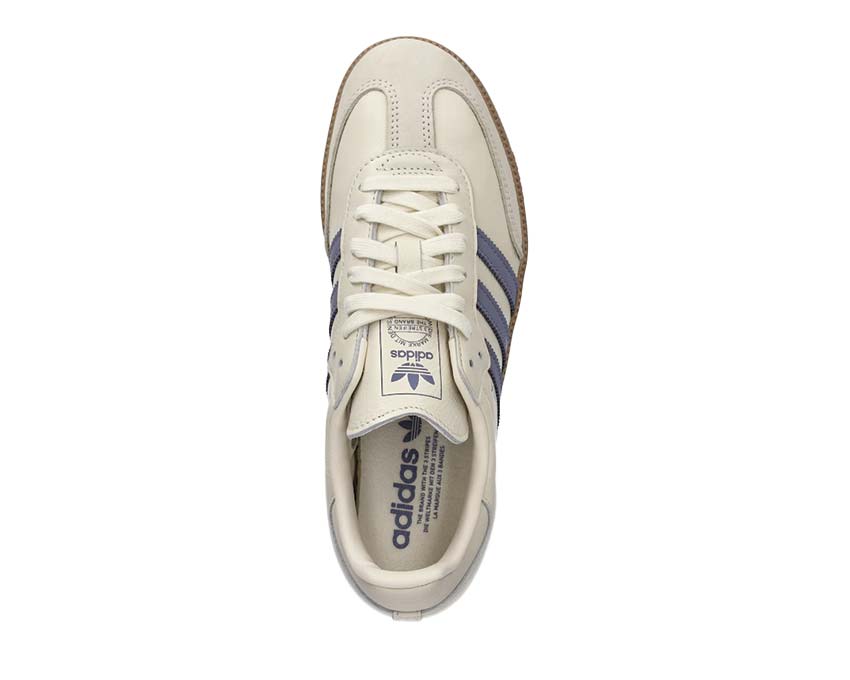 Adidas Samba OG W Silver Violet détail — empiècement violet daim