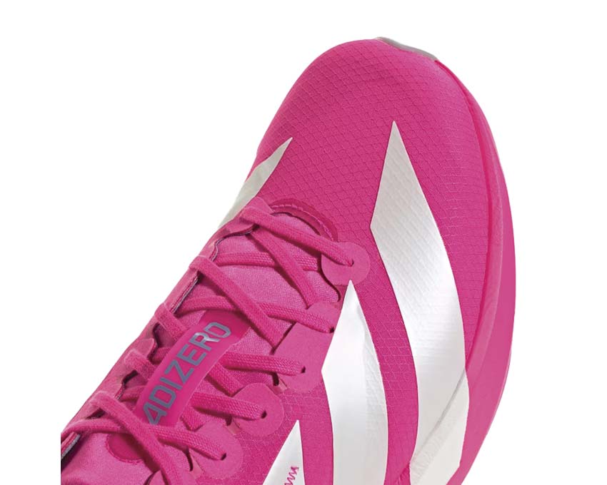 Adidas Adizero Adios 9 Shock Pink vue latérale — tige mesh ultra-légère
