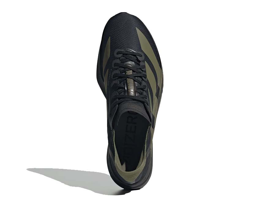 Adidas Adizero Adios Pro 4 Focus Olive — Draufsicht atmungsaktives Mesh