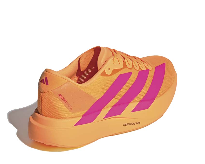 Adidas Adizero Evo SL Flash Orange dettaglio — mesh traspirante arancione vivido