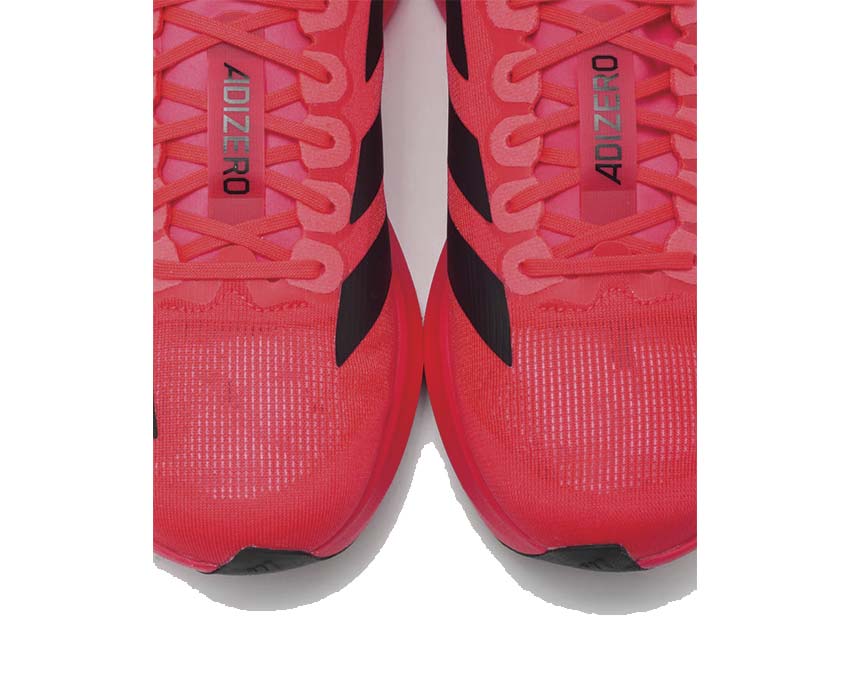Adidas Adizero Evo SL Lucid Red vista laterale — mesh ultraleggero Core Black
