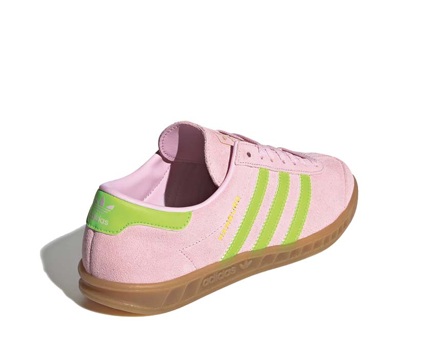 Adidas Hamburg W Clear Pink détail — cuir nubuck rose pâle