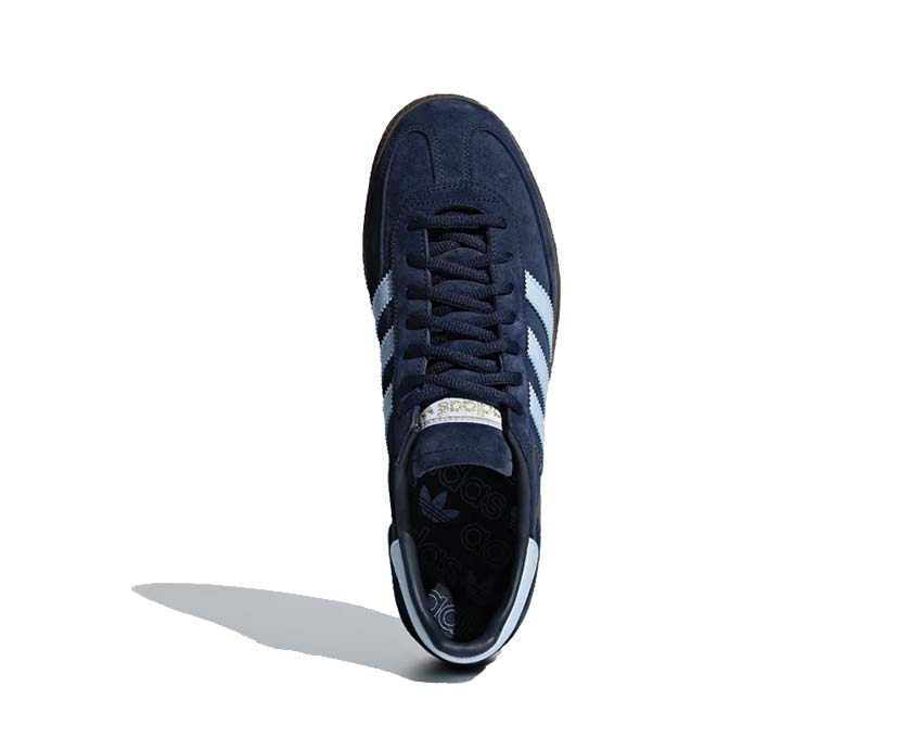 Adidas Handball Spezial Collegiate Navy détail — tige cuir navy et three stripes