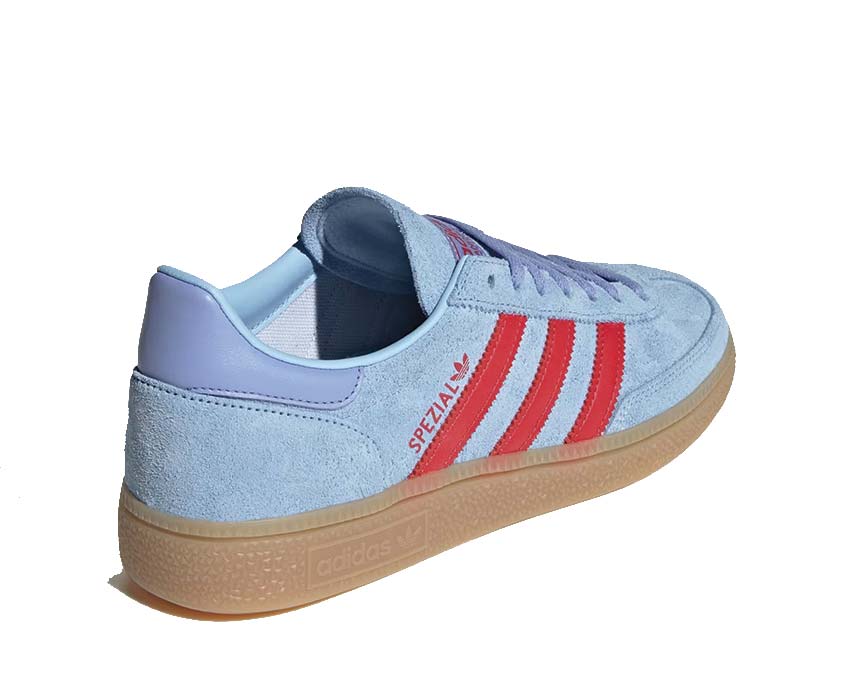 Adidas Handball Spezial Glow Blue detail — embroidered handball logo forefoot