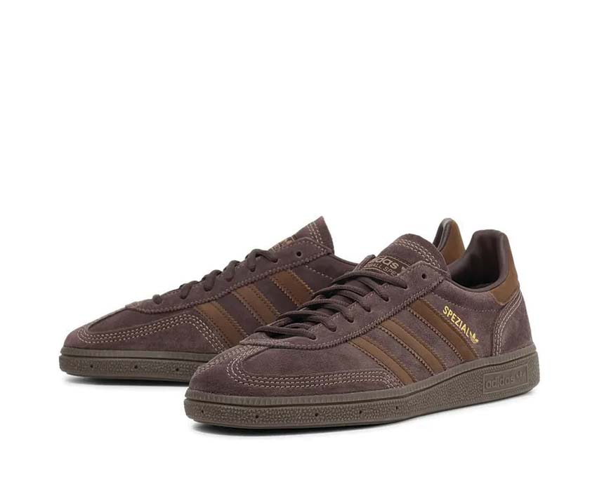 Adidas Handball Spezial Shadow Brown Seitenansicht — Schaft aus dunkelbraunem Wildleder