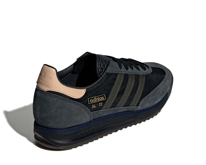 Adidas SL 72 RS Black Shadow Olive semelle — semelle caoutchouc noir crantée