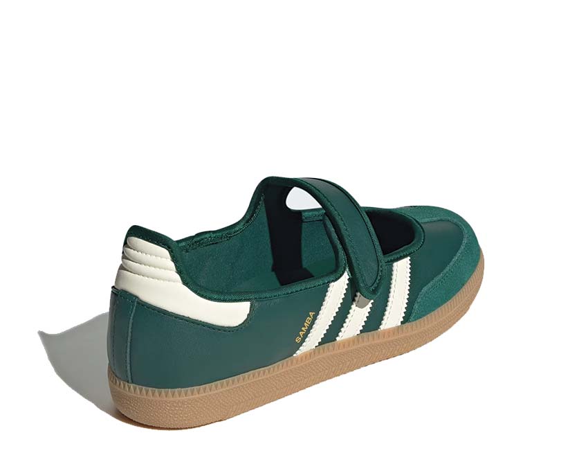 Adidas Samba Jane Collegiate Green detalle — cuero superior texturizado Cream White