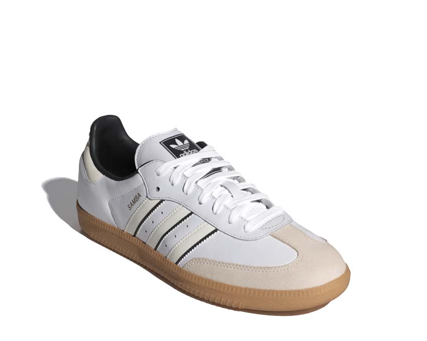 Adidas Samba OG White Off White Black vue latérale — 3 bandes noires et semelle gomme