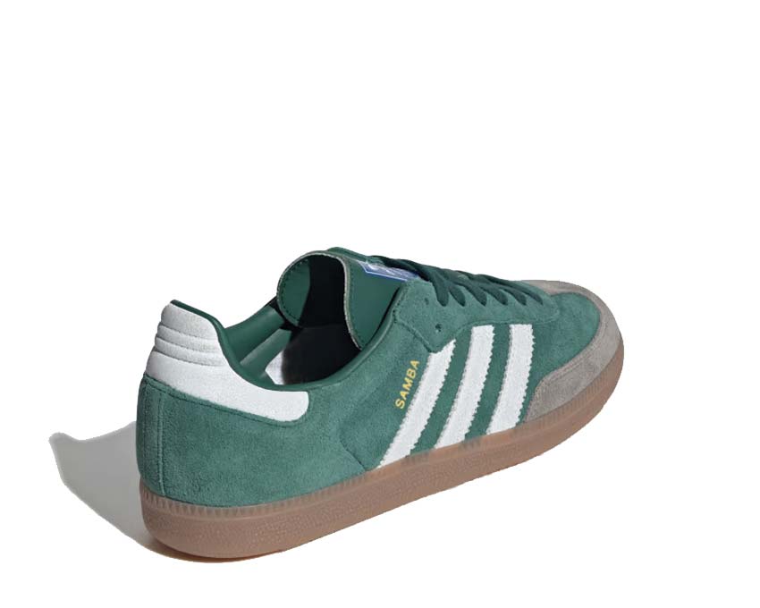 Adidas Samba OG Collegiate Green détail — empiècement daim vert
