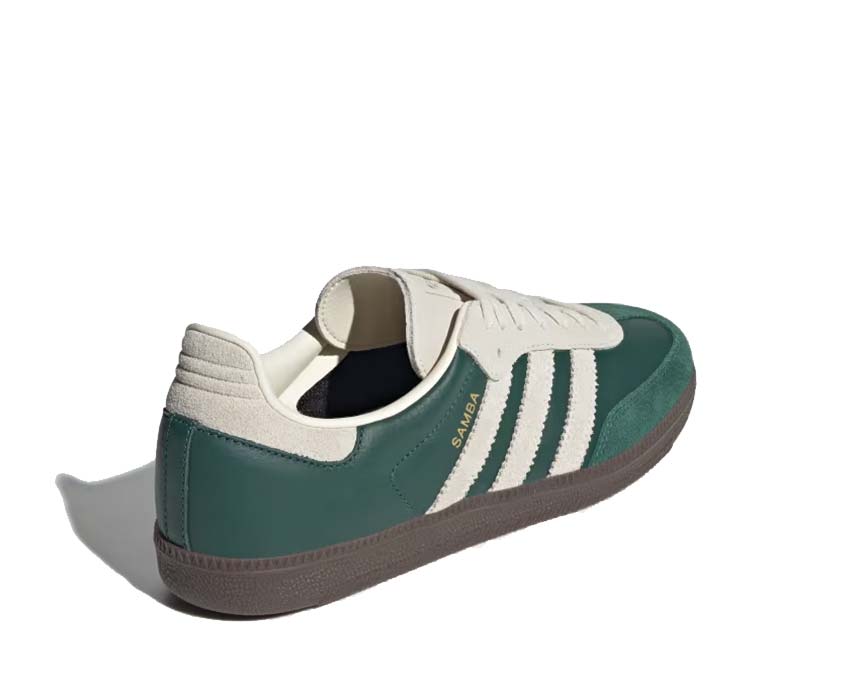 Adidas Samba OG Collegiate Green détail — tige cuir vert et T-toe blanc
