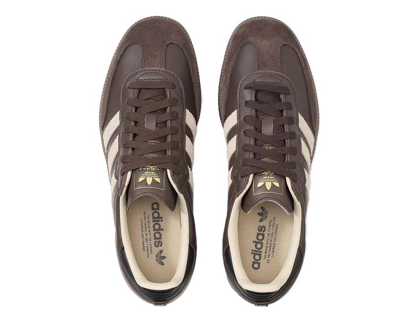 Adidas Samba OG Dark Brown détail — cuir pleine fleur