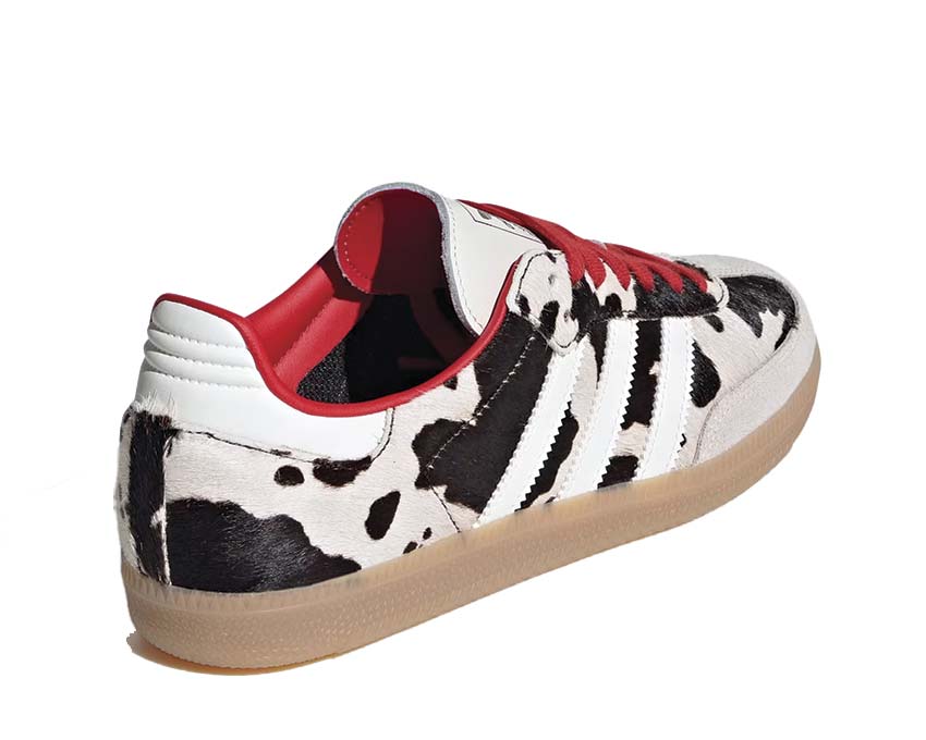 Adidas Samba OG W Cow Cloud White dettaglio — tomaia in pelle animal print