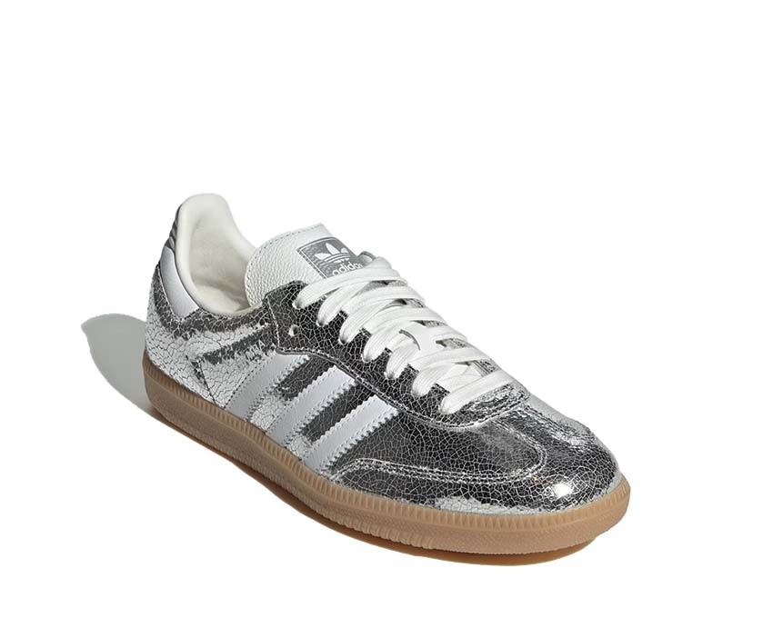Adidas Samba OG Silver Metallic sole — white flat rubber gum outsole