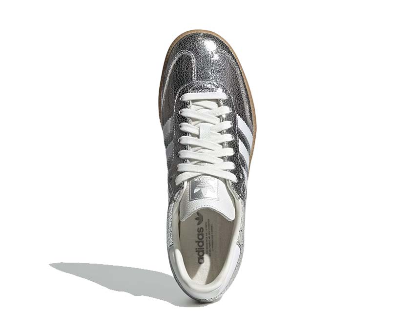 Adidas Samba OG Silver Metallic — three-quarter rear view