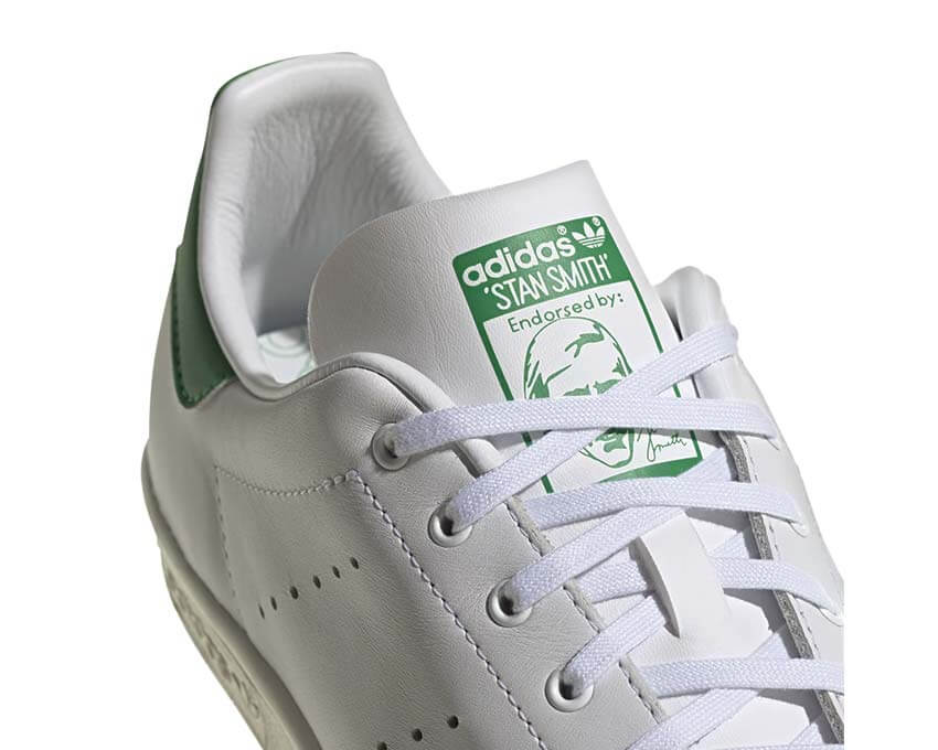 Adidas Stan Smith 80S White vue latérale — tige cuir blanc empiècements vert