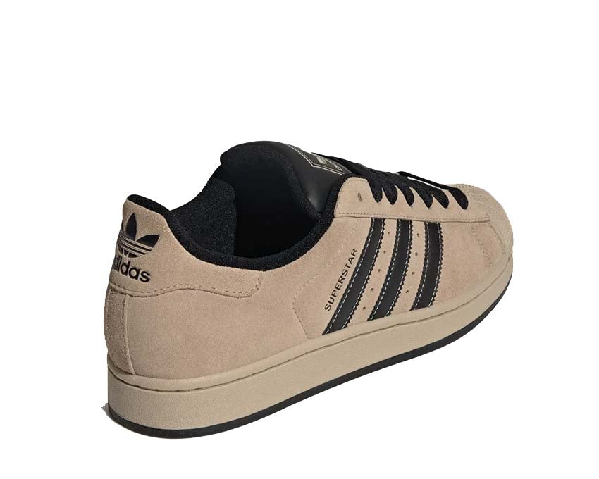 Adidas Superstar II Stone Khaki détail — cuir pleine fleur premium