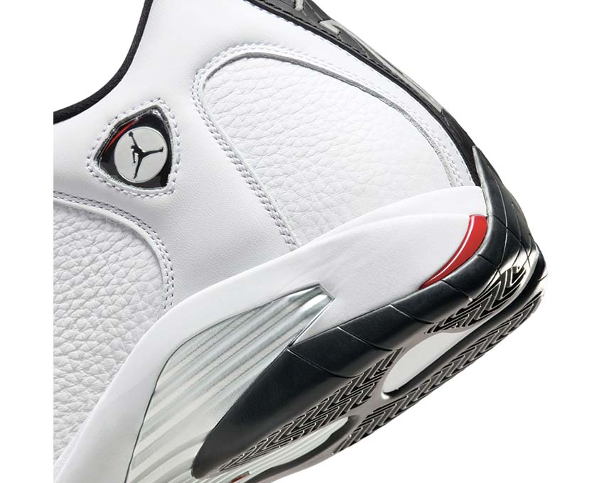 Air Jordan 14 Retro Black Toe White Red vue latérale — cuir noir rouge Jordan 14