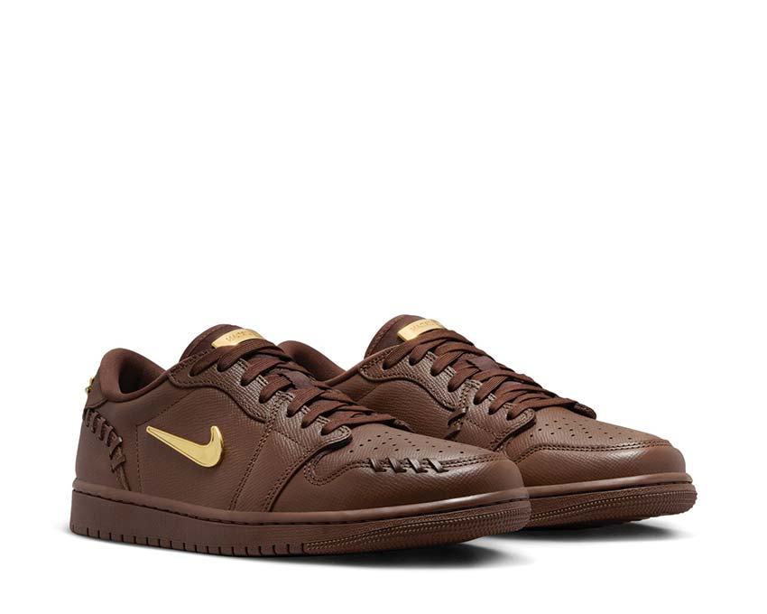 Jordan Air Jordan 1 Low Method Of Make Cacao Gold side view — cacao leather women's