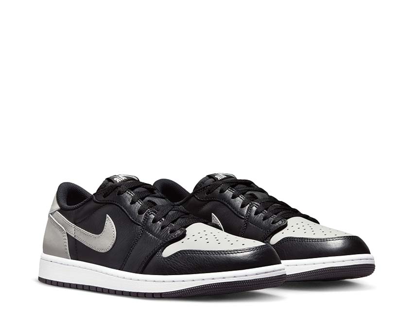 Jordan Air Jordan 1 Low OG Shadow Black Grey side view — black grey leather men's