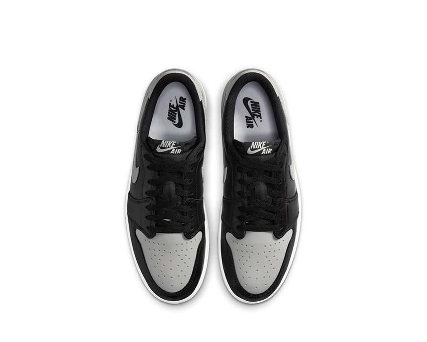 Jordan Air Jordan 1 Low OG Shadow Black Grey detail — Shadow OG leather upper
