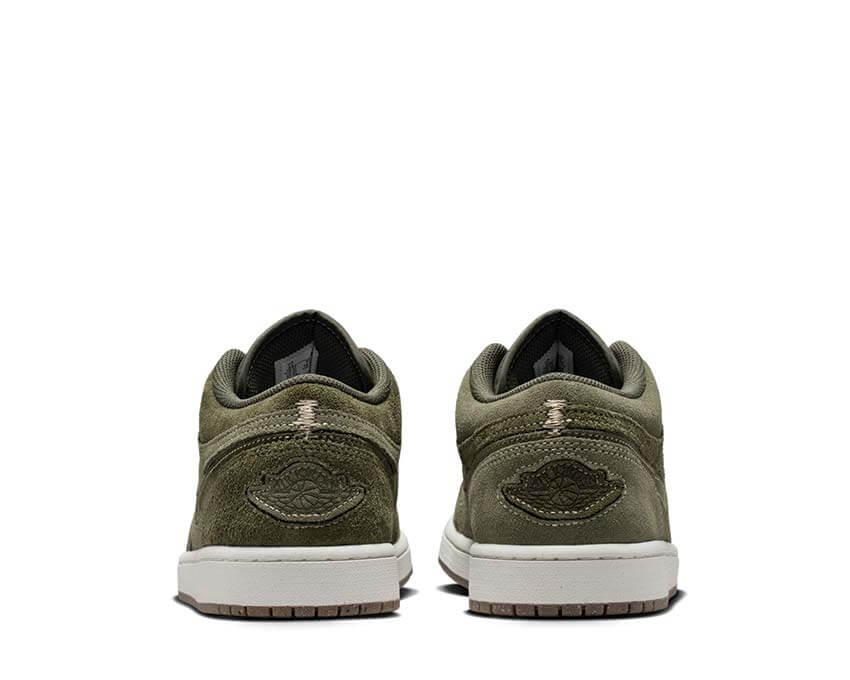Air Jordan 1 Low SE Craft Cargo Khaki trasera — talón Jumpman basketball streetwear