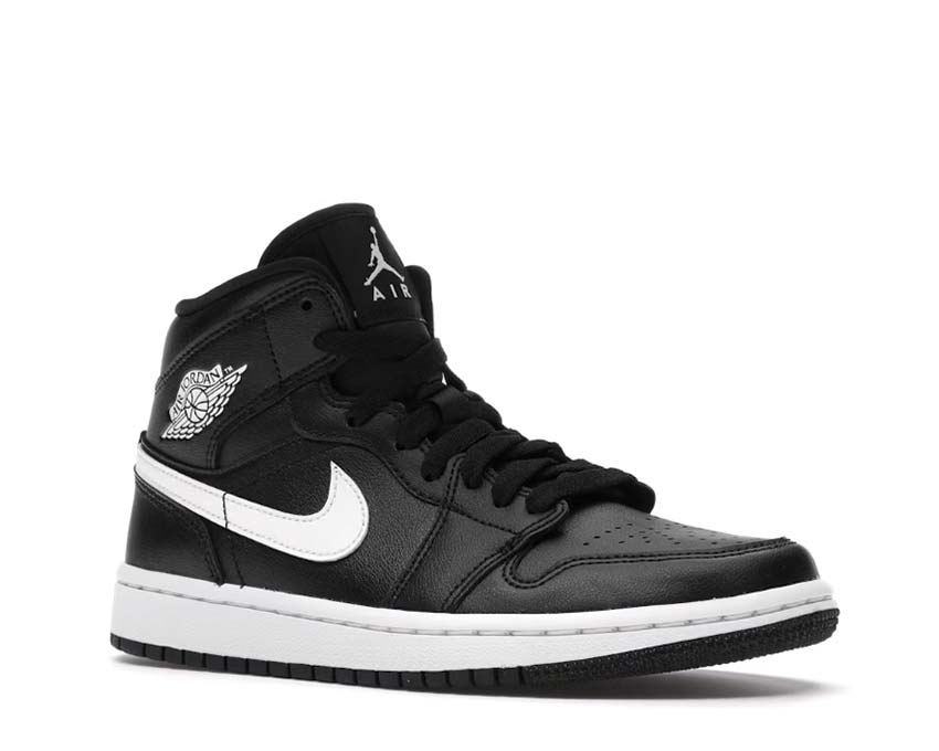 Jordan Air Jordan 1 Mid W Black White side view — smooth leather