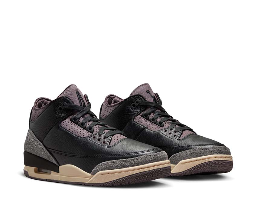 Jordan Air Jordan 3 Retro x A Ma Maniére Black Flat Pewter Violet Ore vue latérale — cuir suède premium