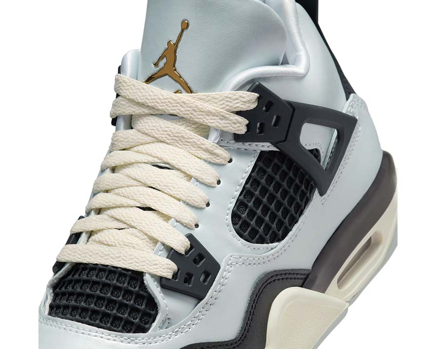 Air Jordan 4 Retro GS Pure Platinum side view — mesh platinum gold GS